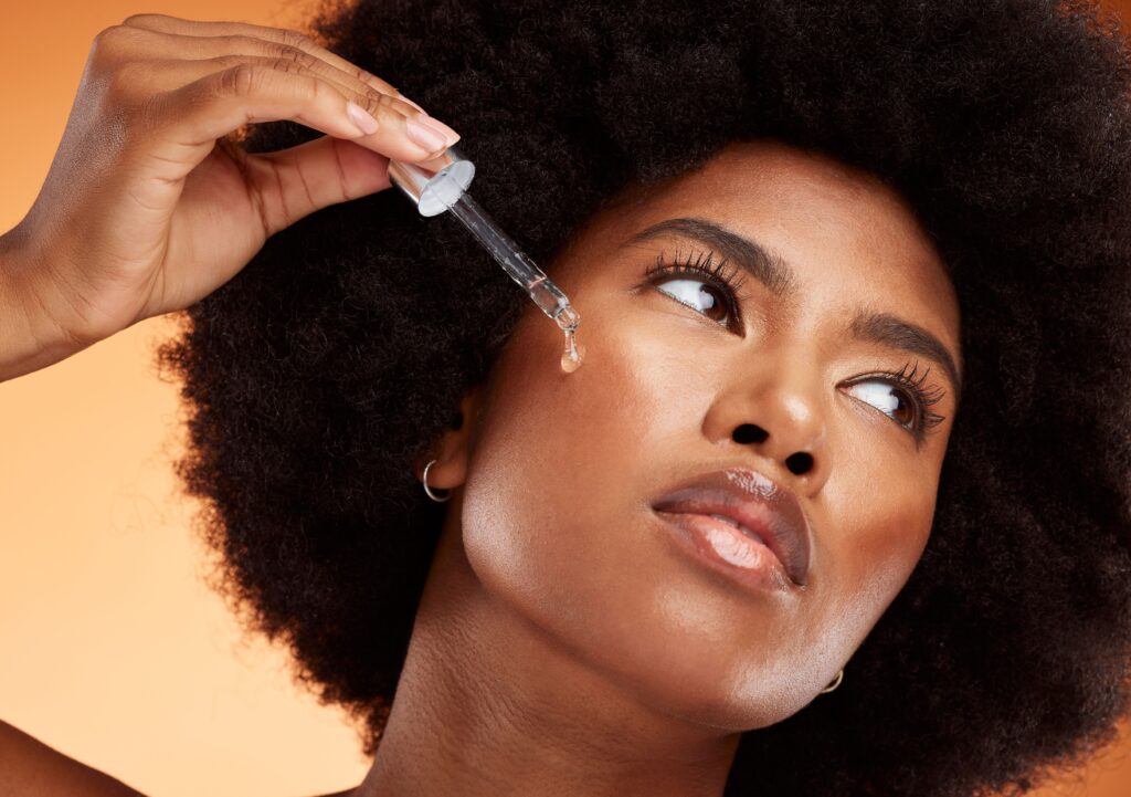 face serum skincare and black woman using beauty 2022 12 17 08 07 38 utc